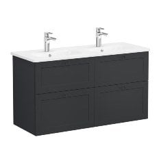 Vitra Root Classic 68950 Lavabo Dolabı, Dört Çekmeceli, 120 Cm, Mat Grafit, Yuvarlak Lavabolu